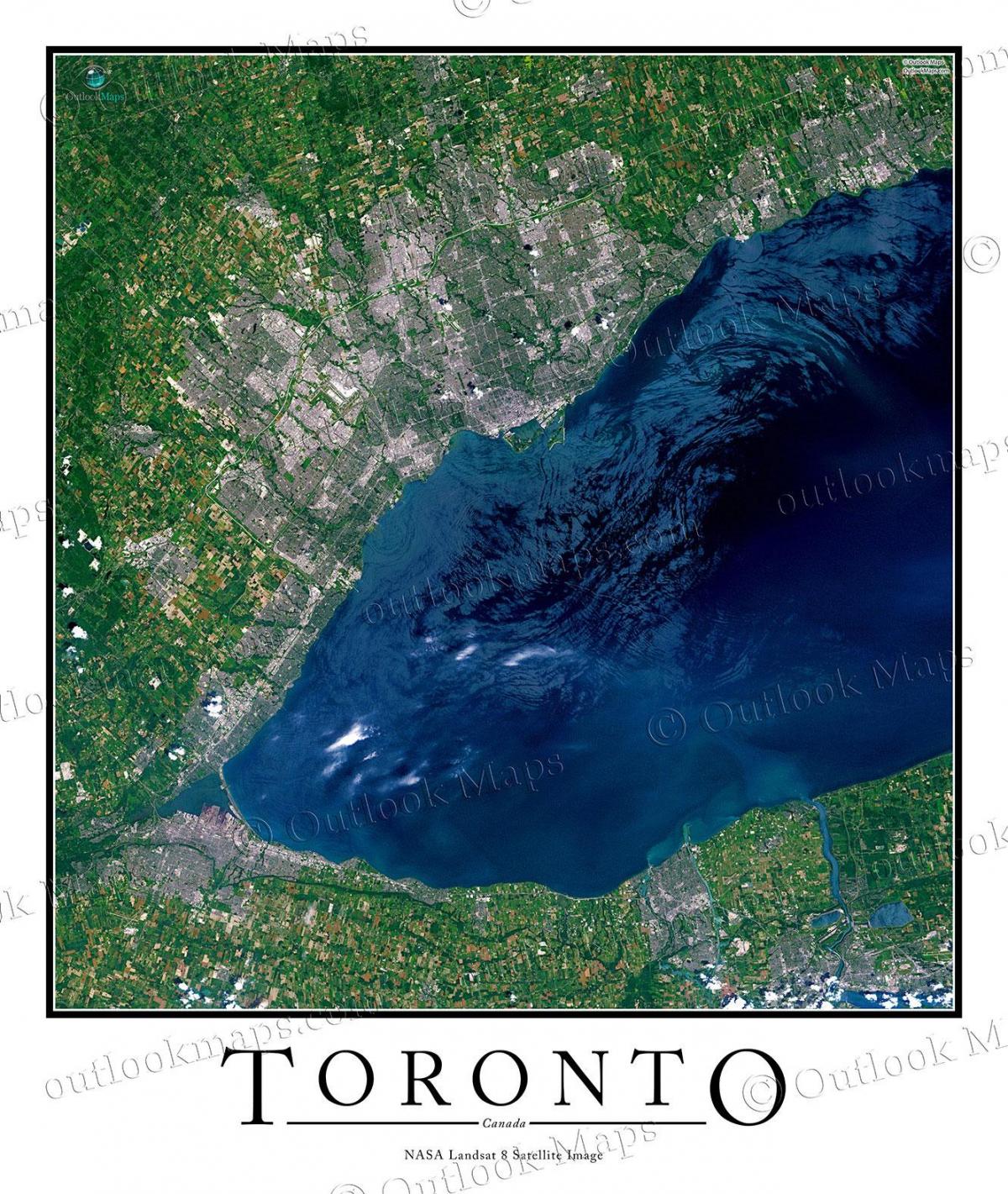 نقشه از دریاچه انتاریو تورنتو ماهواره ای
