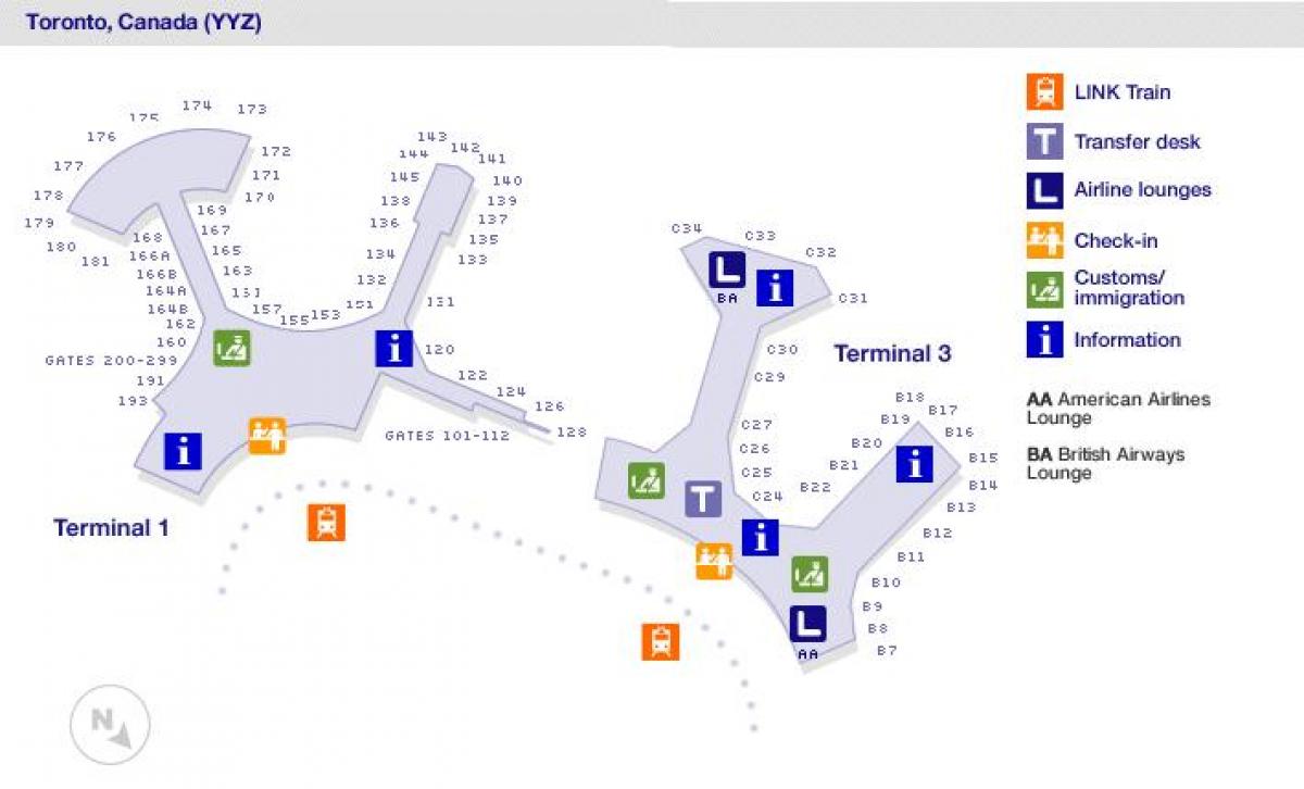 نقشه از فرودگاه تورنتو گیتس