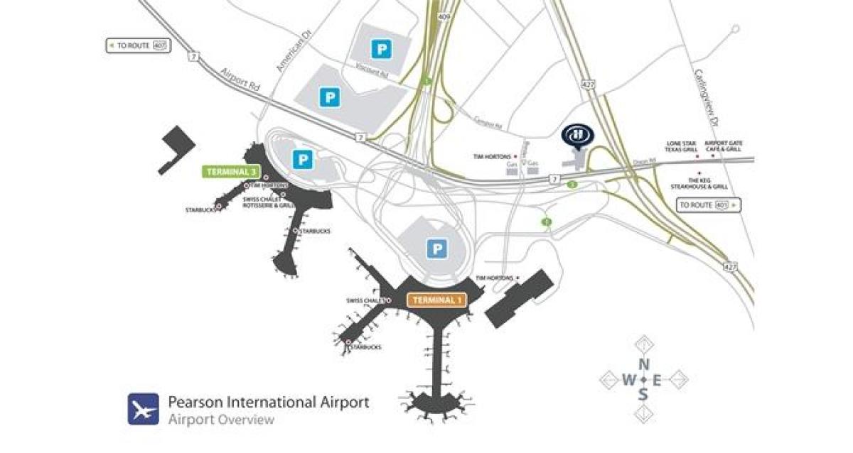 نقشه از تورنتو فرودگاه پیرسون بررسی اجمالی