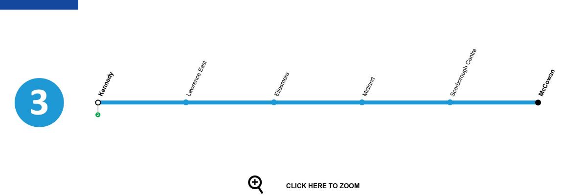 نقشه از تورنتو مترو خط 3, Scarborough RT