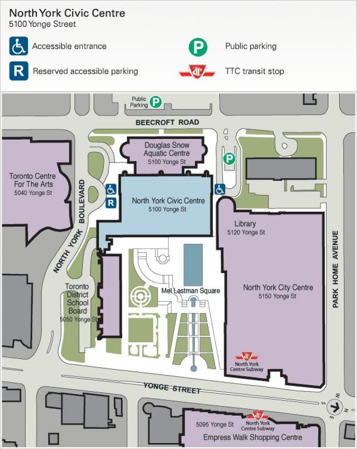 نقشه از تورنتو مرکز هنرهای پارکینگ
