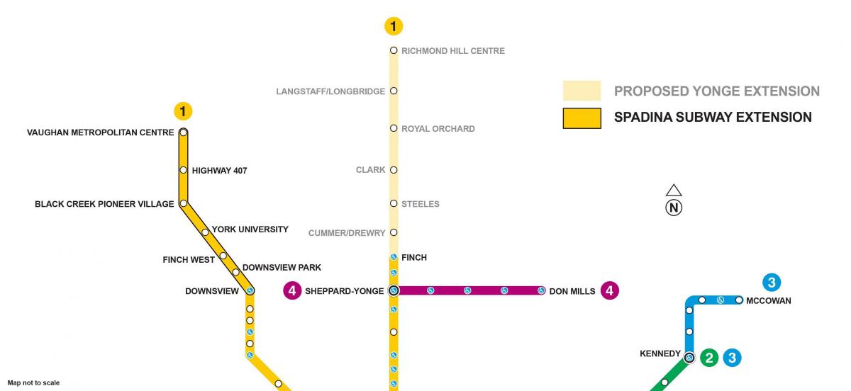 نقشه از تورنتو گسترش مترو