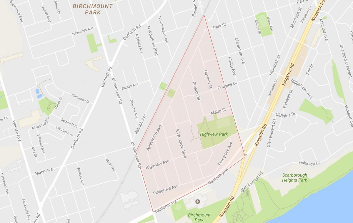 نقشه از درخت غان صخره ارتفاعات محله تورنتو