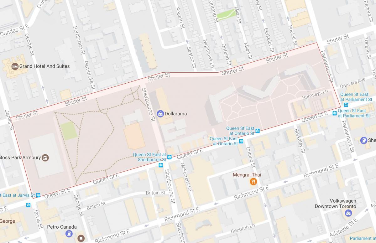 نقشه از خزه محله پارک تورنتو