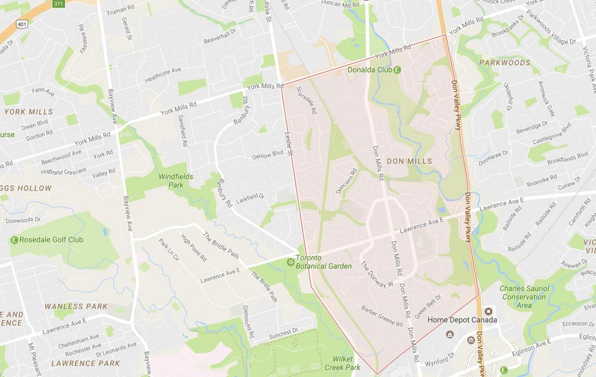 نقشه از دان میلز محله تورنتو