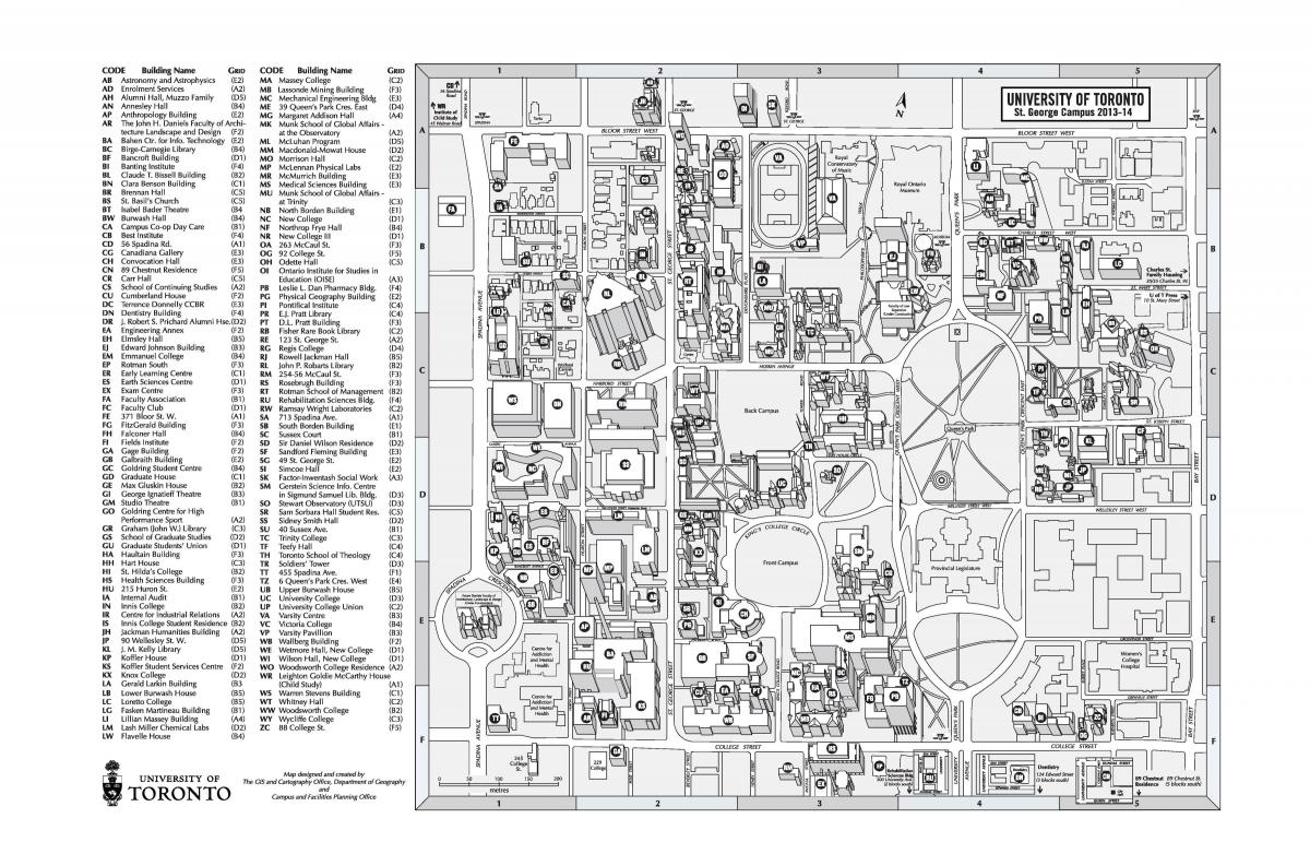 نقشه از دانشگاه تورنتو St Georges پردیس
