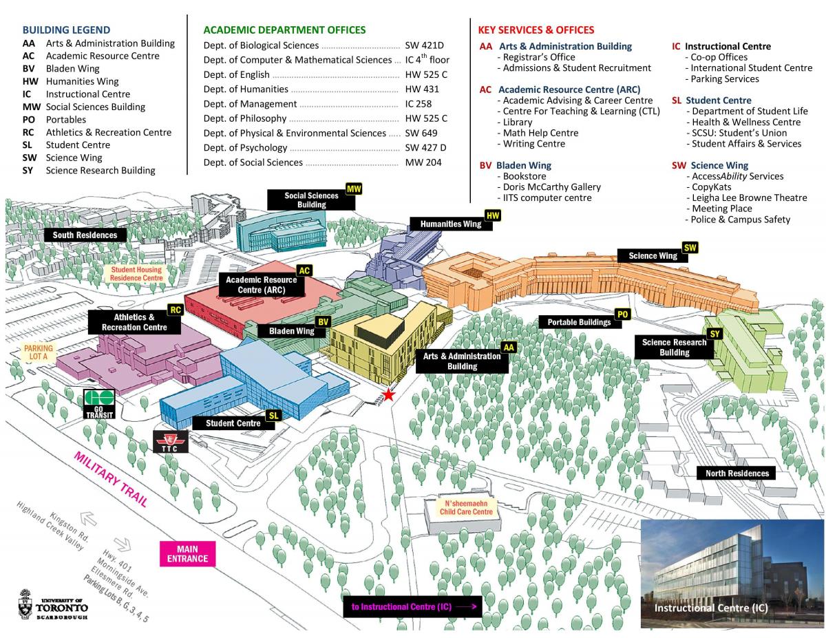 نقشه از دانشگاه تورنتو اسکاربورو پردیس