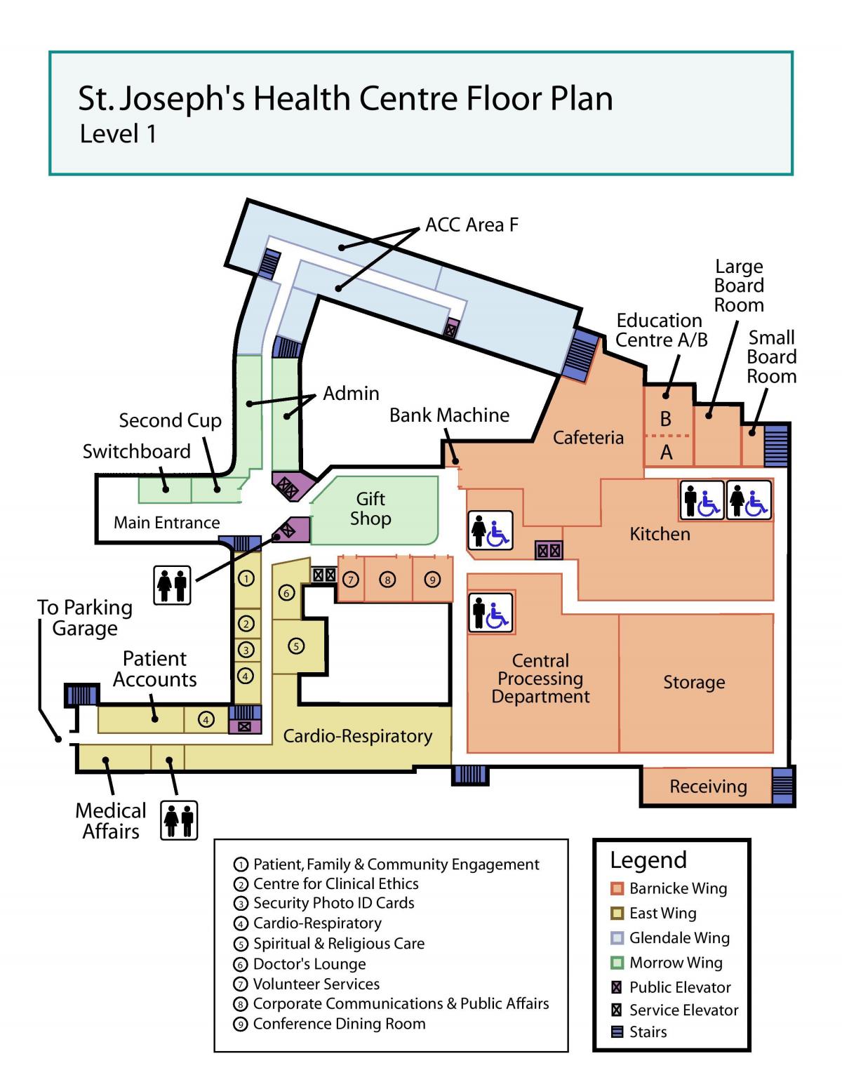 نقشه از سنت جوزف سلامت مرکز تورنتو سطح 1