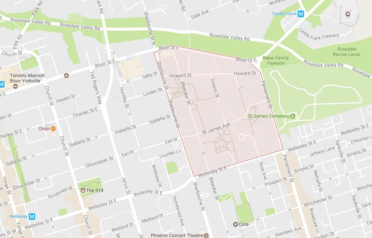 نقشه از سنت جیمز تاون تورنتو محله