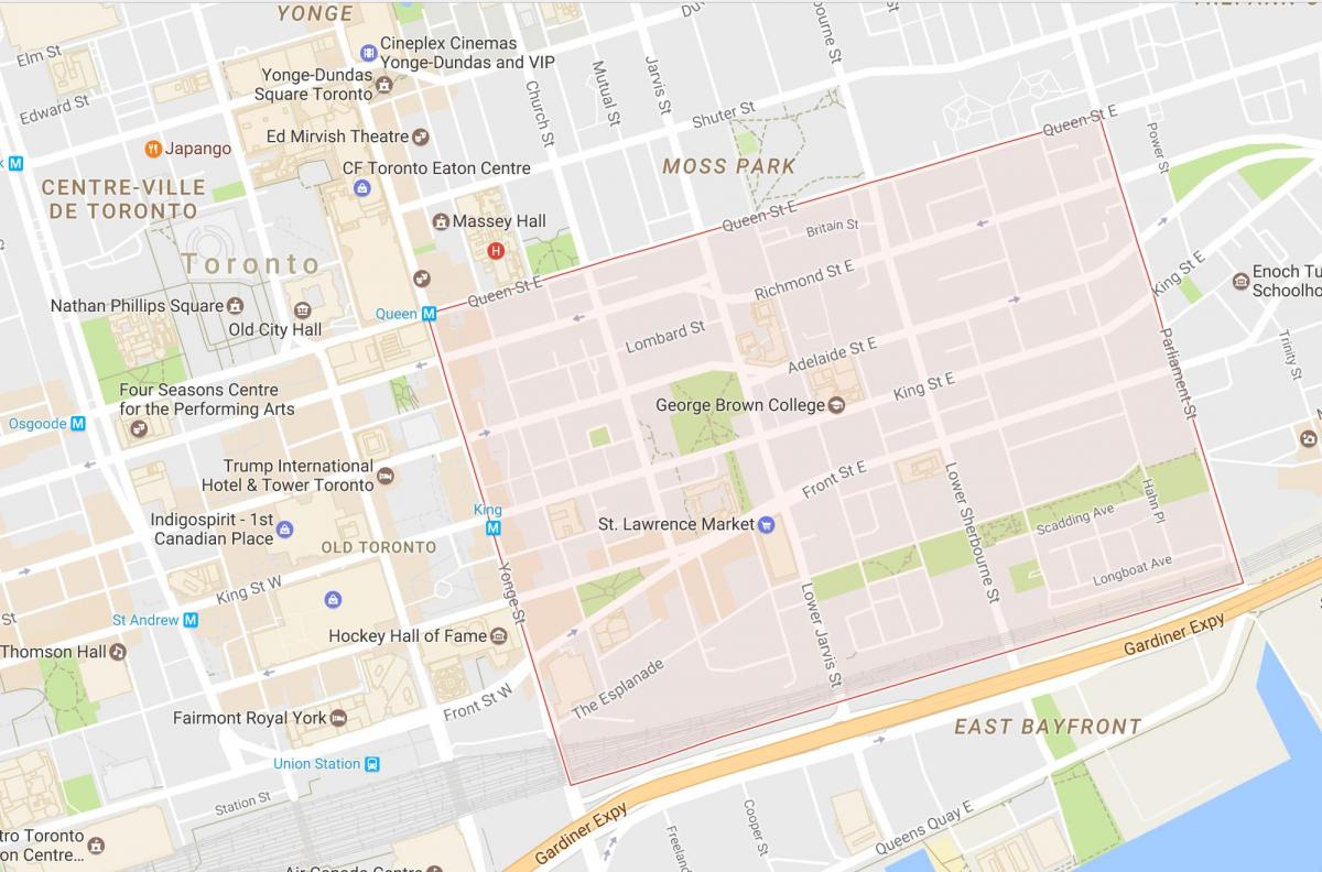 نقشه از سنت لارنس محله تورنتو