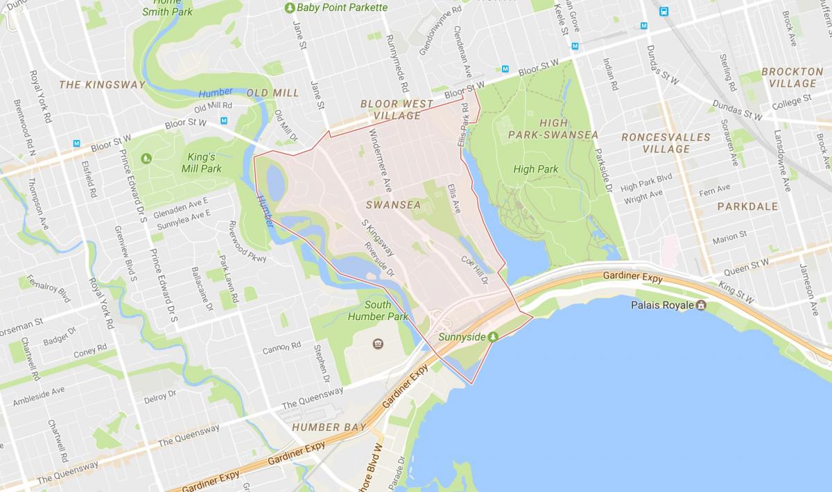 نقشه از سوانزی محله تورنتو