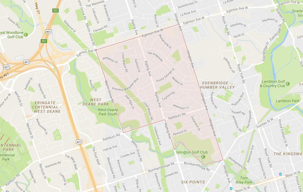 نقشه شاهزاده باغ محله تورنتو