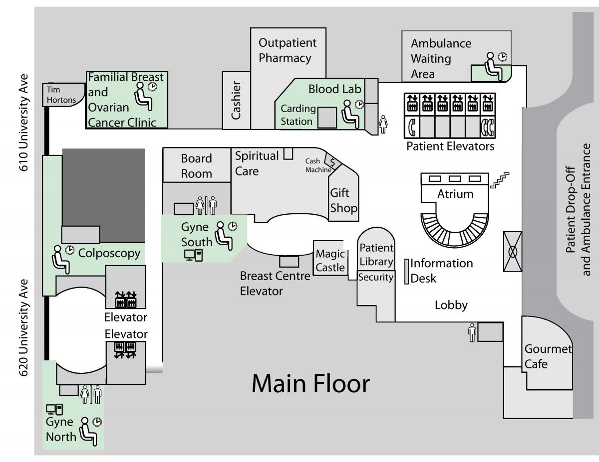 نقشه شاهزاده خانم مارگارت سرطان مرکز تورنتو اصلی طبقه