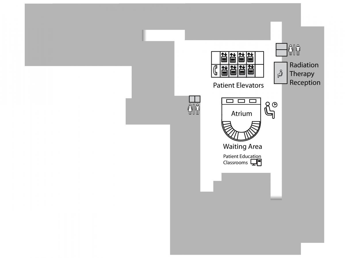 نقشه شاهزاده خانم مارگارت سرطان مرکز تورنتو طبقه 1 زیر (B1)