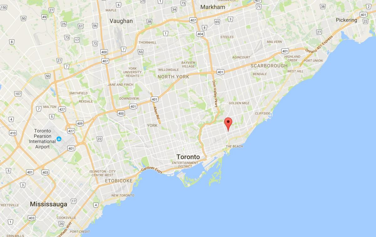 نقشه از East Danforth منطقه تورنتو