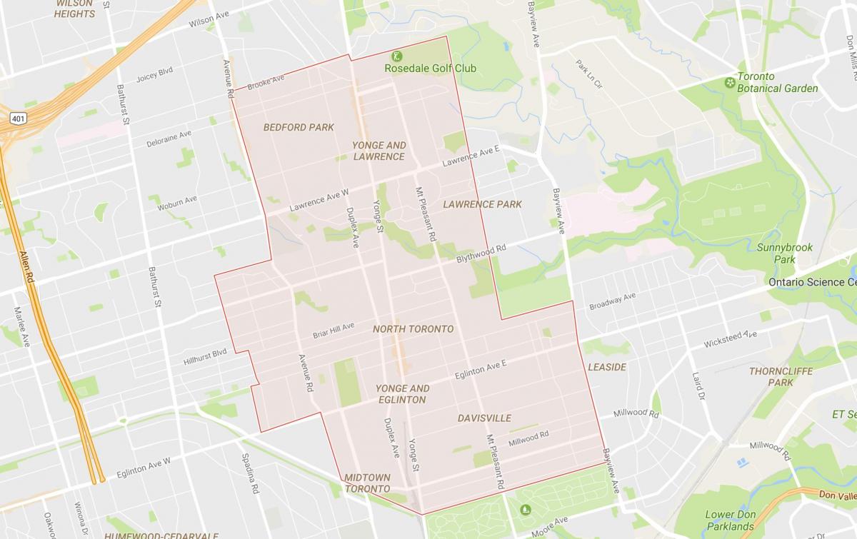 نقشه از شمال محله های تورنتو