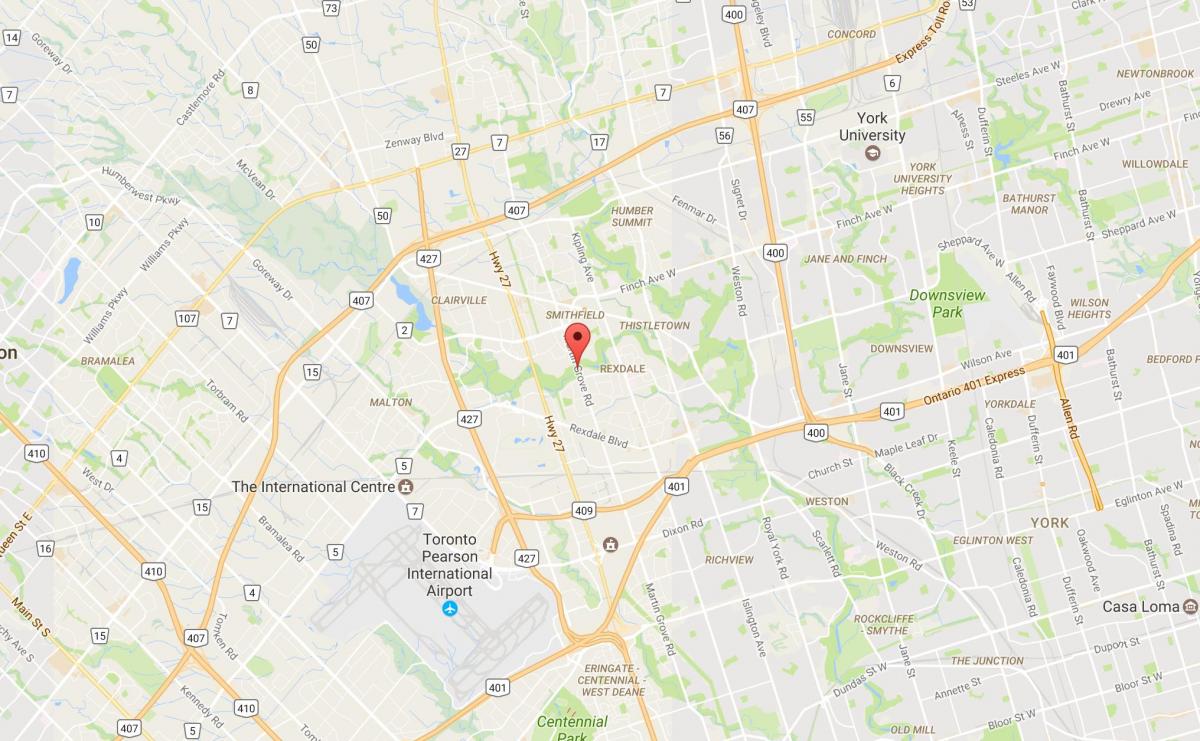 نقشه از غرب هامبر-Clairville محله تورنتو