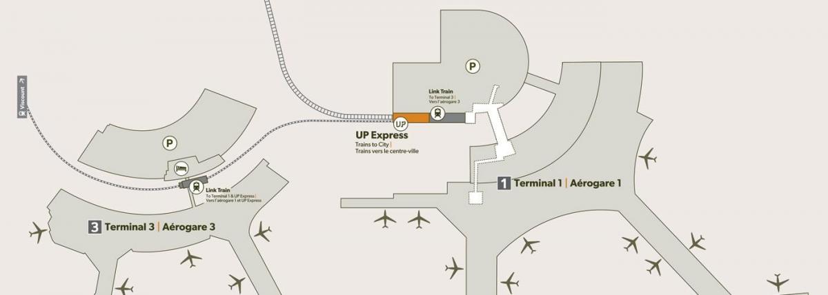 نقشه از فرودگاه پیرسون ایستگاه قطار