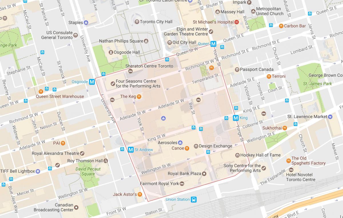 نقشه از منطقه مالی در محله تورنتو
