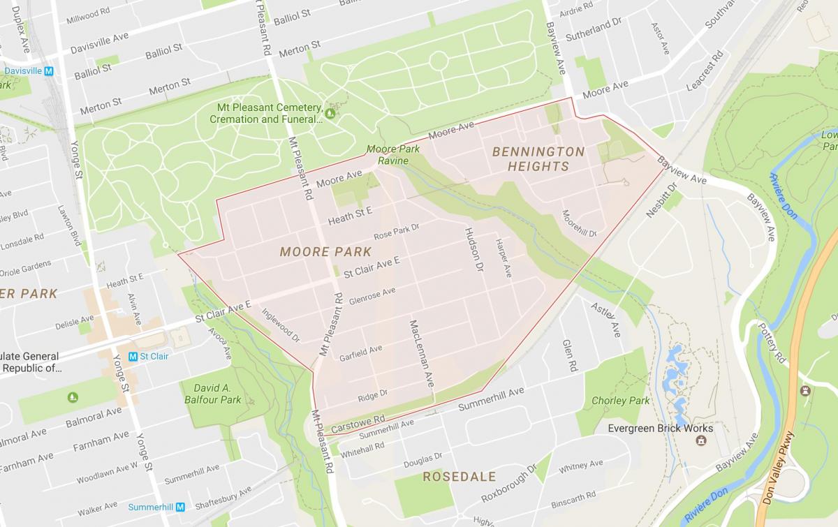 نقشه از مور پارک محله تورنتو