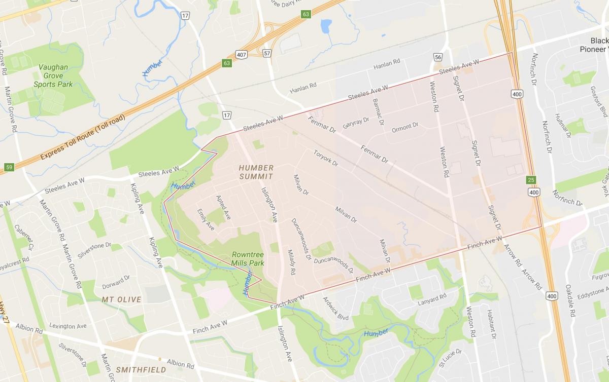 نقشه هامبر اجلاس محله تورنتو