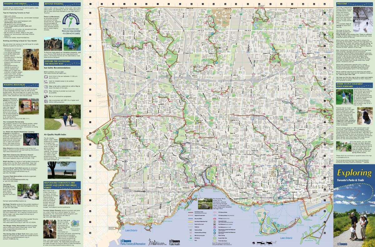 نقشه از پارک ها و پیاده روی مسیرهای پیاده روی غرب تورنتو