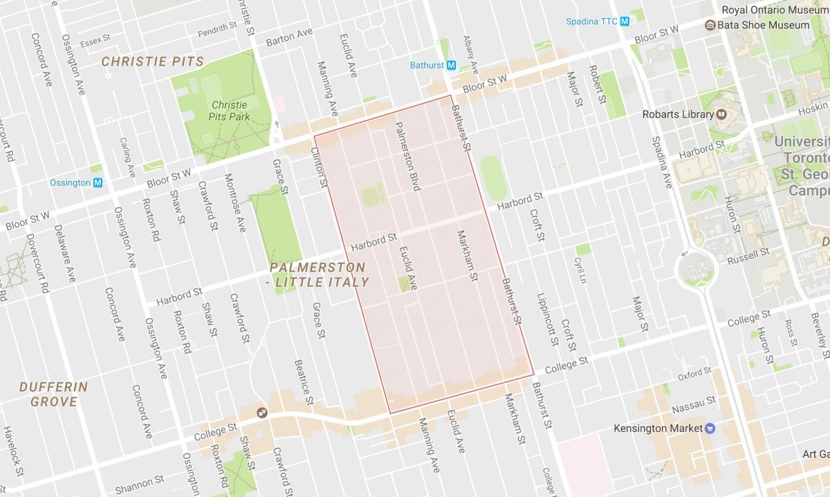 نقشه پالمرستون محله تورنتو