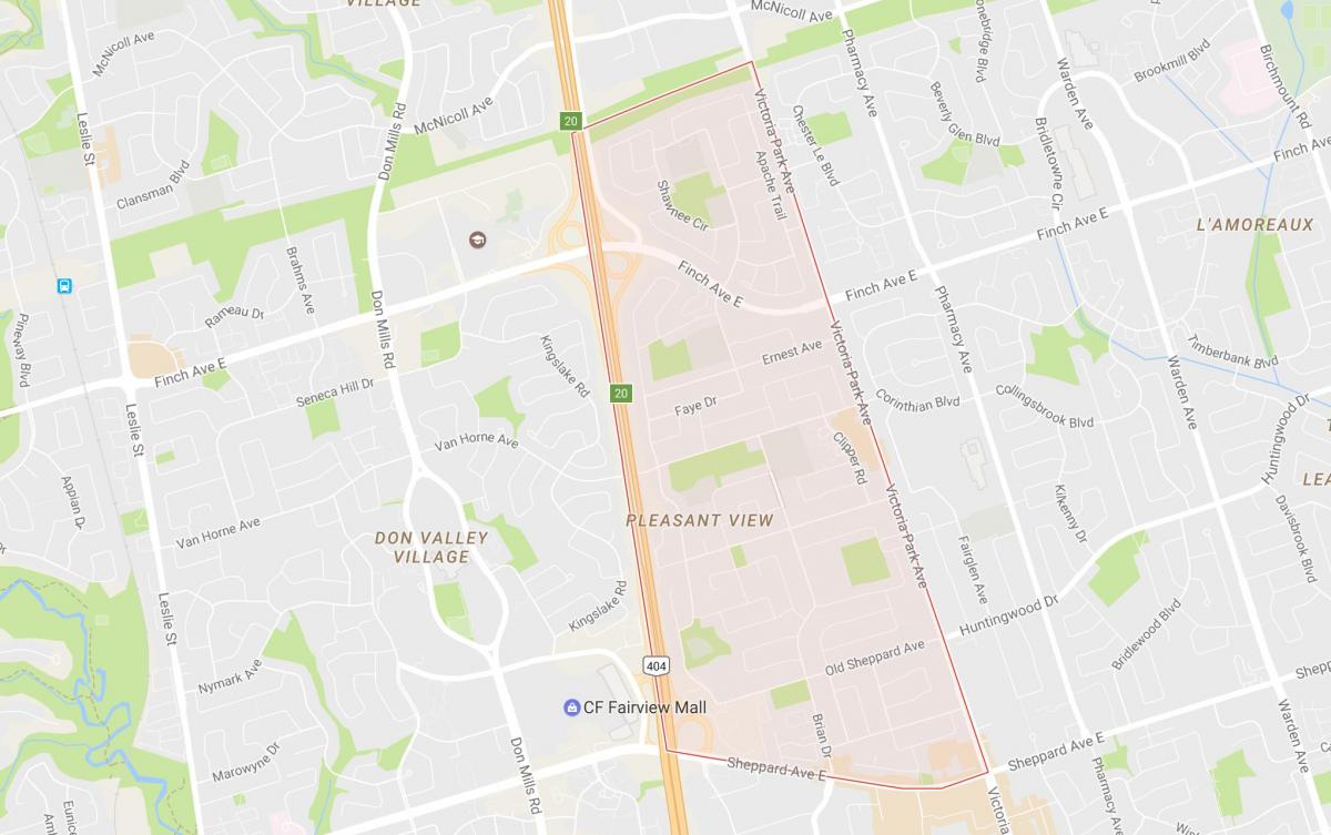 نقشه پلزنت ویو محله تورنتو