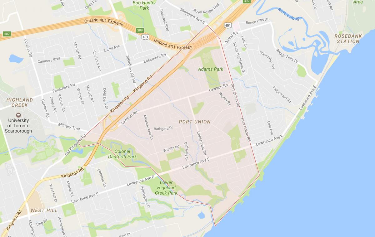 نقشه از پورت اتحادیه محله تورنتو