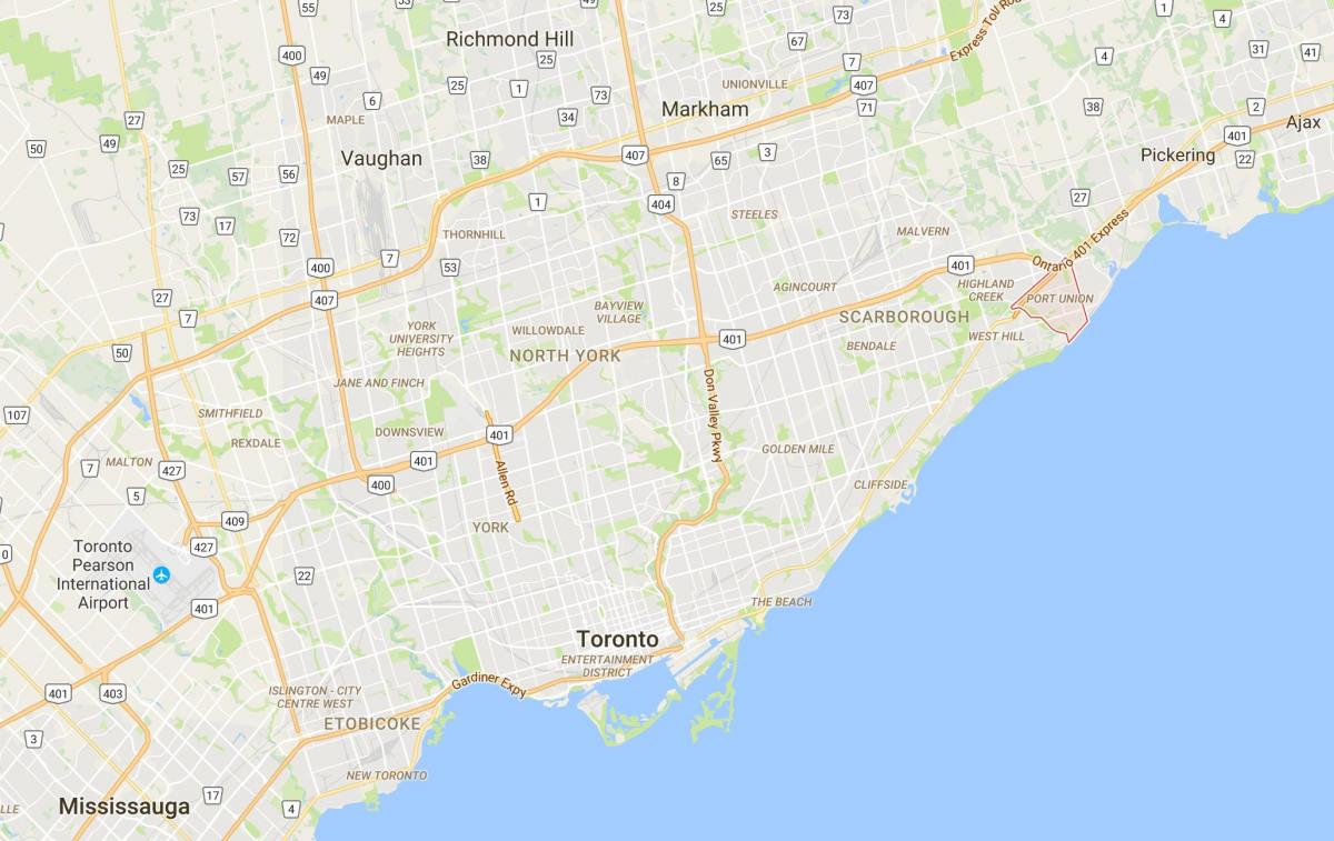 نقشه از پورت اتحادیه منطقه تورنتو