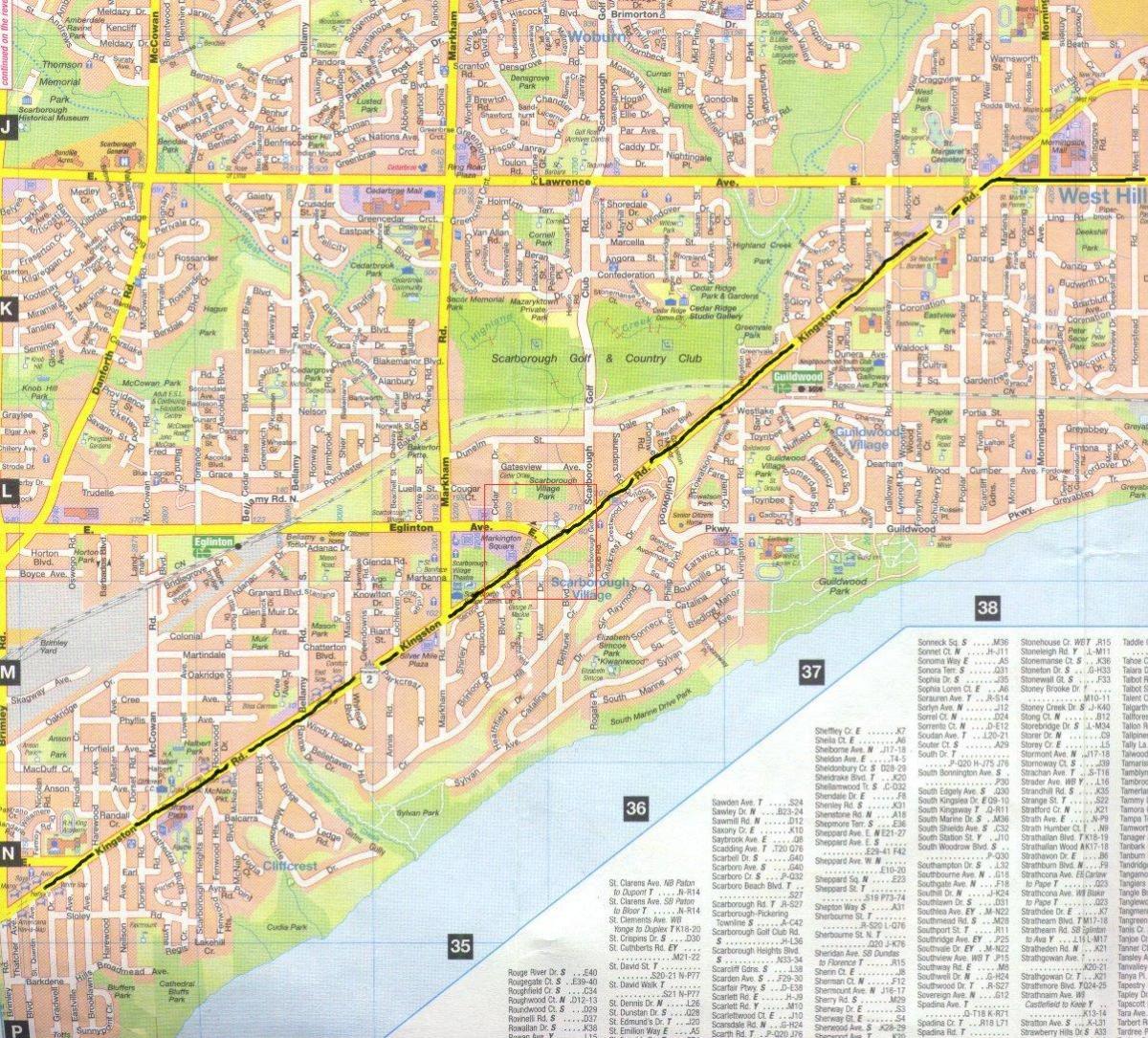 نقشه از کینگستون جاده تورنتو