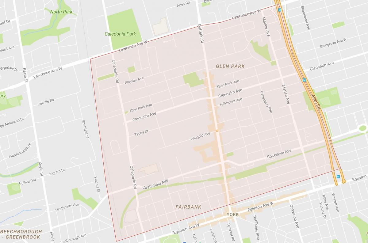 نقشه از گل رشتی تپه–Belgravia محله تورنتو