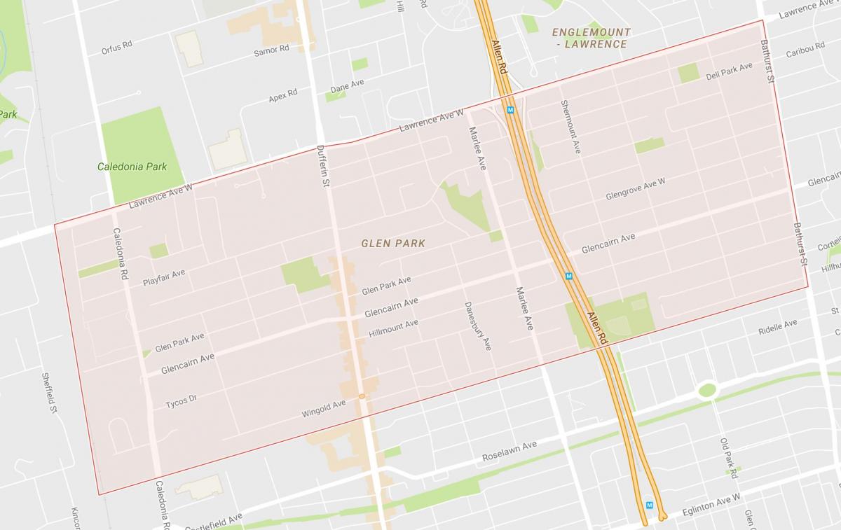 نقشه گلن محله پارک تورنتو