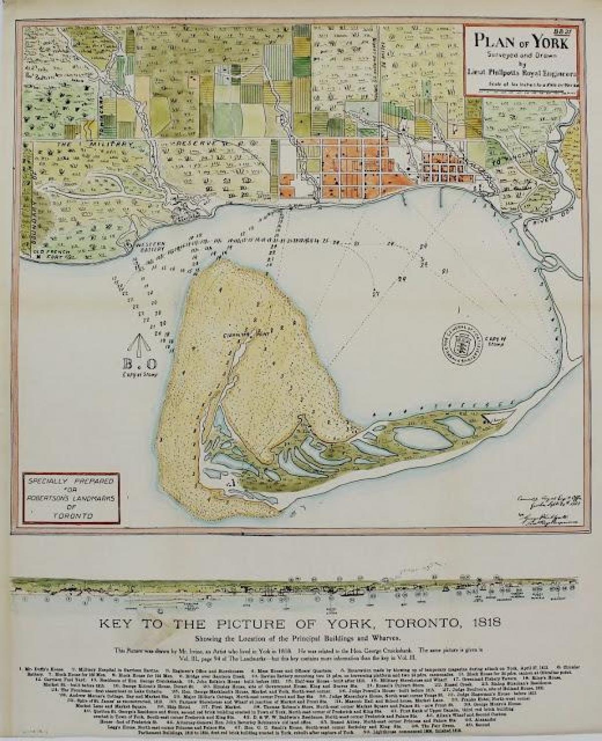 نقشه یورک تورنتو 1787-1884 کارتونی نسخه