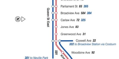 نقشه تراموا خط 502 Downtowner