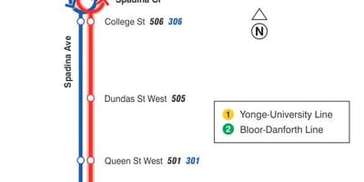 نقشه تراموا خط 510 Spadina