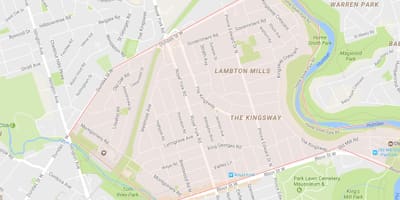 نقشه از Kingsway محله تورنتو