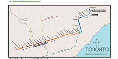 نقشه از تورنتو مترو خط 5 Eglinton