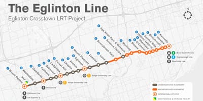 نقشه مترو تورنتو Eglinton خط پروژه