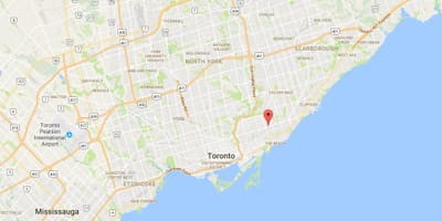 نقشه از East Danforth منطقه تورنتو