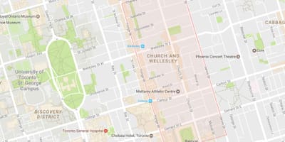 نقشه کلیسا و Wellesley, محله های تورنتو