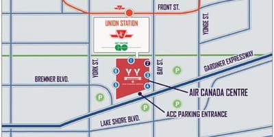 نقشه Air Canada Centre پارکینگ - ACC