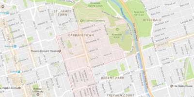نقشه Cabbagetown محله تورنتو