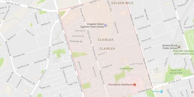 نقشه Clairlea محله تورنتو