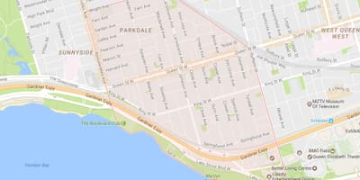 نقشه Parkdale محله تورنتو