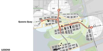 نقشه Projets شرقی اسکله شرق Bayfront تورنتو