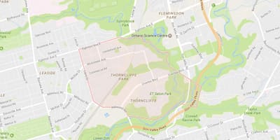 نقشه Thorncliffe محله پارک تورنتو