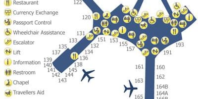 نقشه از Toronto Pearson ترمینال فرودگاه 1