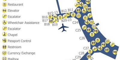 نقشه از Toronto Pearson ترمینال فرودگاه 3