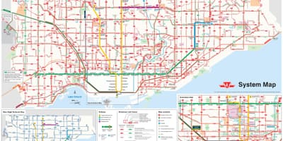 نقشه مسیرهای اتوبوس TTC